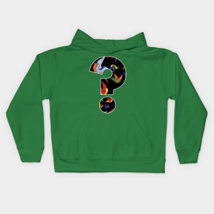 Large retro style question mark with swallow birds Kids Hoodie